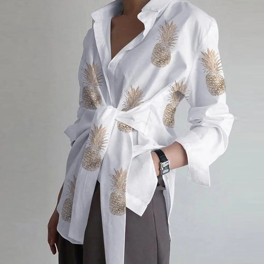Women New Autumn Fashion Pineapple Grass Print Waist Lacing Button Asymmetric Shirt Blouse
Women New Autumn Fashion Pineapple Grass Print Waist Lacing Button Asymmetric Shirt Blouse