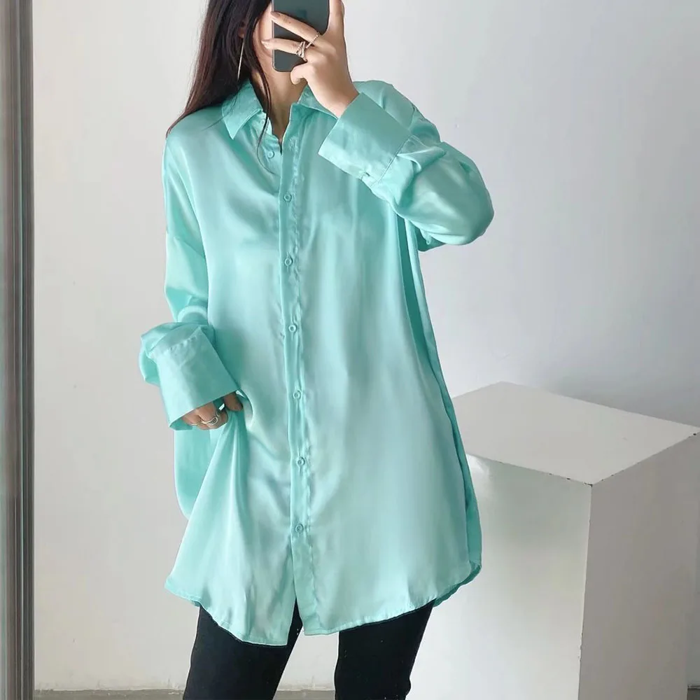 Women's 2022 Fashion New Silk Texture Loose Shirt Casual Solid Color Long-sleeved Retro Female Chic Long Top
Women's 2022 Fashion New Silk Texture Loose Shirt Casual Solid Color Long-sleeved Retro Female Chic Long Top