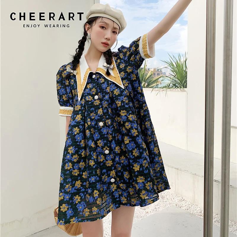 Дизайнерское жаккардовое платье CHEERART с цветочным принтом и пышными рукавами, платье на пуговицах и воротнике, летнее корейское модное мини-...
Дизайнерское жаккардовое платье CHEERART с цветочным принтом и пышными рукавами, платье на пуговицах и воротнике, летнее корейское модное мини-...