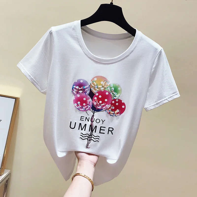Summer T-shirt heavy industry beaded women's slim size half sleeve shirt tide harajuku
Summer T-shirt heavy industry beaded women's slim size half sleeve shirt tide harajuku