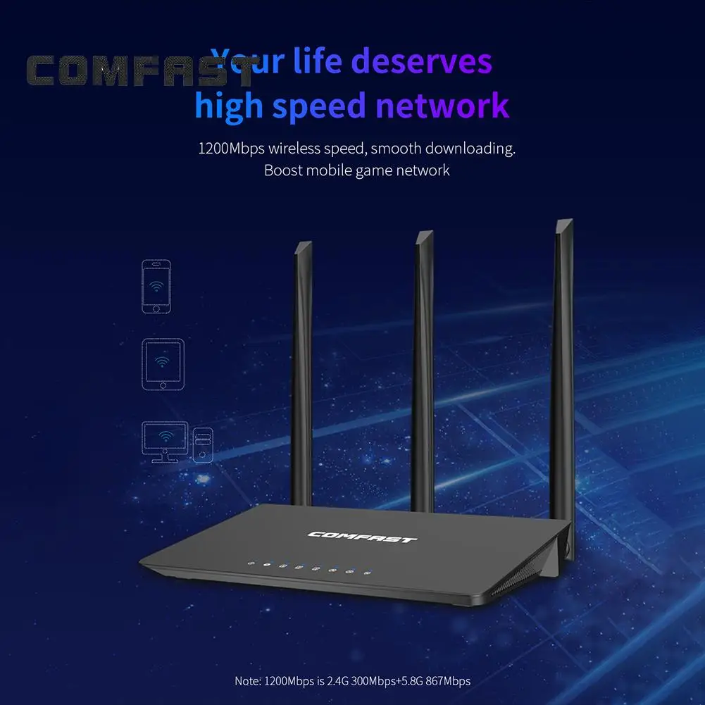 Универсальный Wifi маршрутизатор 1200 Мбит/с двухдиапазонный беспроводной маршрутизатор 2,4 ГГц + 5,8 ГГц с высоким коэффициентом усиления 3 антен...
Универсальный Wifi маршрутизатор 1200 Мбит/с двухдиапазонный беспроводной маршрутизатор 2,4 ГГц + 5,8 ГГц с высоким коэффициентом усиления 3 антен...
