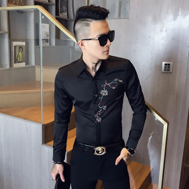 2021 Spring New Floral Embroidery Men Shirts Casual Slim Fit Long Sleeve Shirt Solid Vintage Men's Clothing Camisas Para Hombre
2021 Spring New Floral Embroidery Men Shirts Casual Slim Fit Long Sleeve Shirt Solid Vintage Men's Clothing Camisas Para Hombre