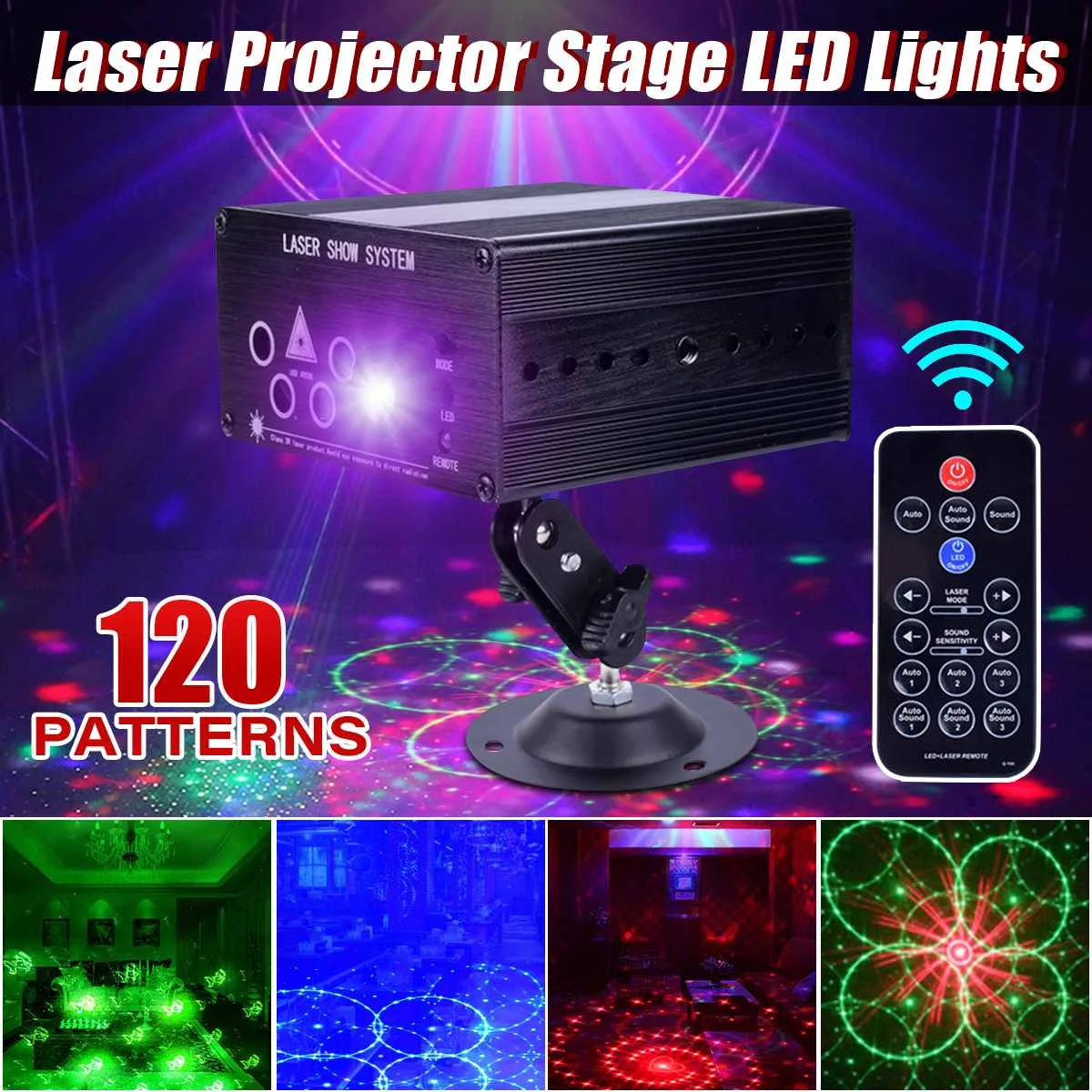 DJ Disco Laser Party Stage Light 120 Patterns Remote/Sound RGB Projector Lights Effect for Sale LED for Home Wedding Decor New
DJ Disco Laser Party Stage Light 120 Patterns Remote/Sound RGB Projector Lights Effect for Sale LED for Home Wedding Decor New