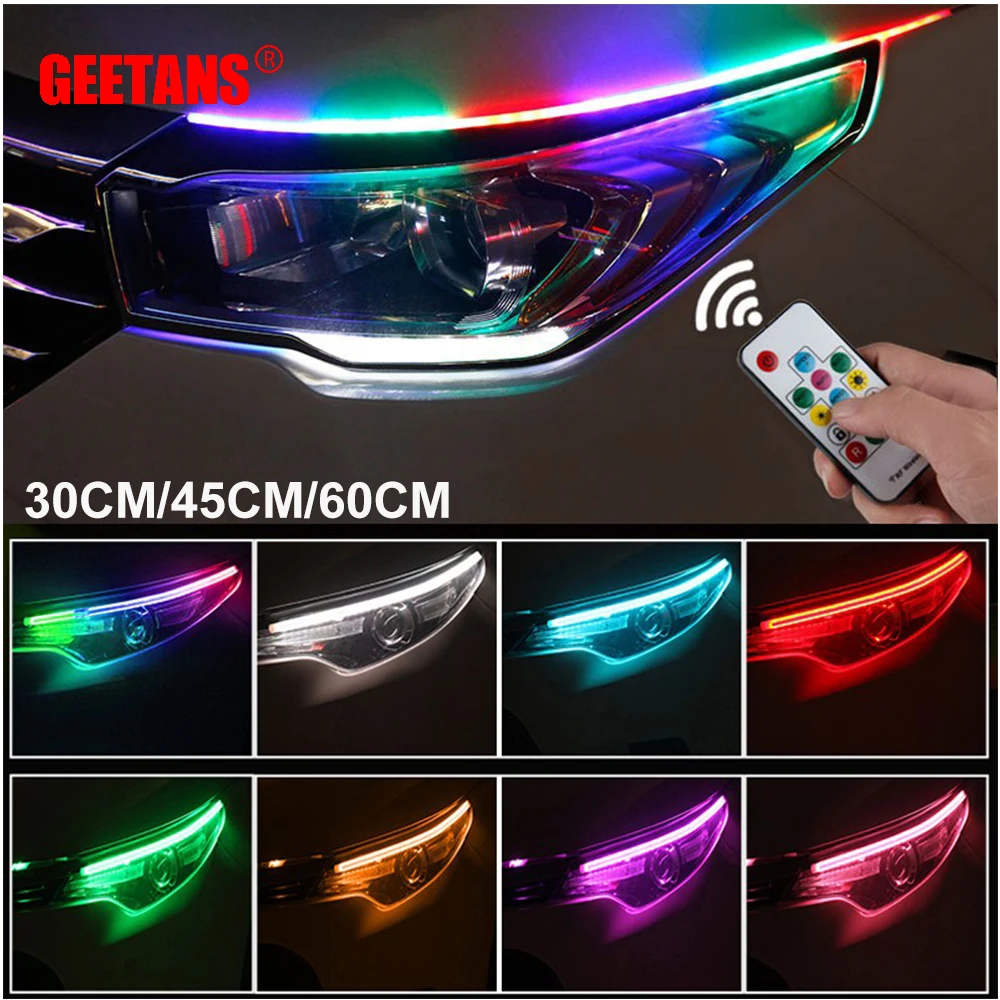 Universal Flexible Flowing RGB Daytime Running Light DRL Multi Color LED Strip Turn Signal Lights with Remote Control for car CF
Universal Flexible Flowing RGB Daytime Running Light DRL Multi Color LED Strip Turn Signal Lights with Remote Control for car CF