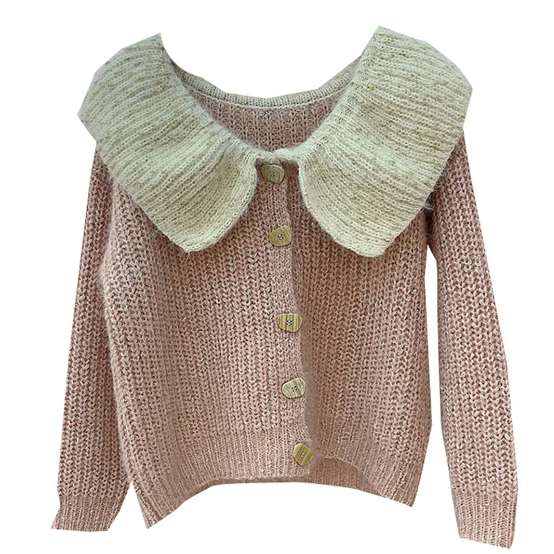 Autumn and winter new women's sweet casual fashion all-match slimming lotus leaf lapel sweater
Autumn and winter new women's sweet casual fashion all-match slimming lotus leaf lapel sweater