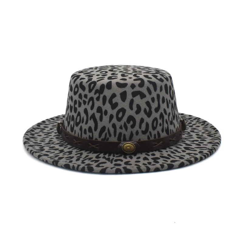 New Leopard Print Fedoras Hat For Women Wool Flat Top Hat Wide Brim Vintage Belt Bowler Hats Men Jazz Hat P19
New Leopard Print Fedoras Hat For Women Wool Flat Top Hat Wide Brim Vintage Belt Bowler Hats Men Jazz Hat P19
