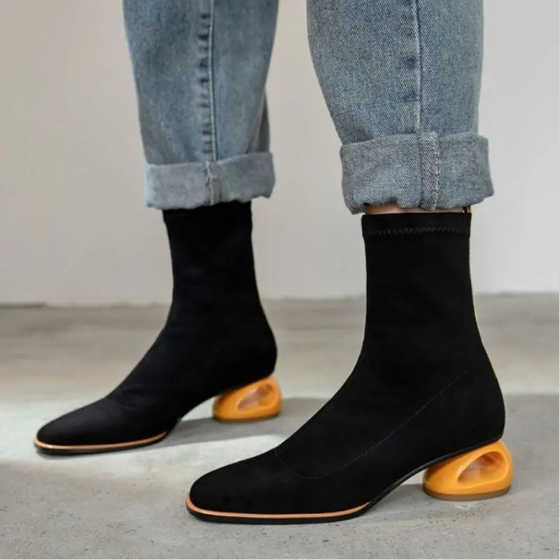 RIZABINA Women Ankle Boots Round Toe Strange Heel Slip On Shoes Flock Casual Party Shoes Female Footwear Winter Size 34-39
RIZABINA Women Ankle Boots Round Toe Strange Heel Slip On Shoes Flock Casual Party Shoes Female Footwear Winter Size 34-39