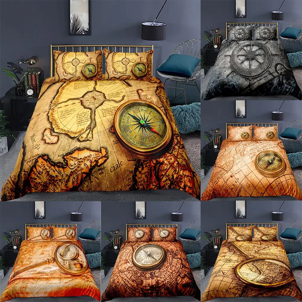 2021 Bedding Set Luxury Duvet Cover Vintage Magnifying Glass Compass Steering Wheel King Double Single Size Quilt Cover Decor
2021 Bedding Set Luxury Duvet Cover Vintage Magnifying Glass Compass Steering Wheel King Double Single Size Quilt Cover Decor