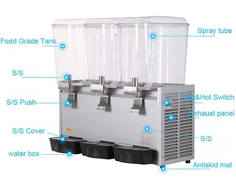 Selling 2020 Of Electricity Stainless Steel Three Head All Steel Fruit Juice Dispenser
Selling 2020 Of Electricity Stainless Steel Three Head All Steel Fruit Juice Dispenser
