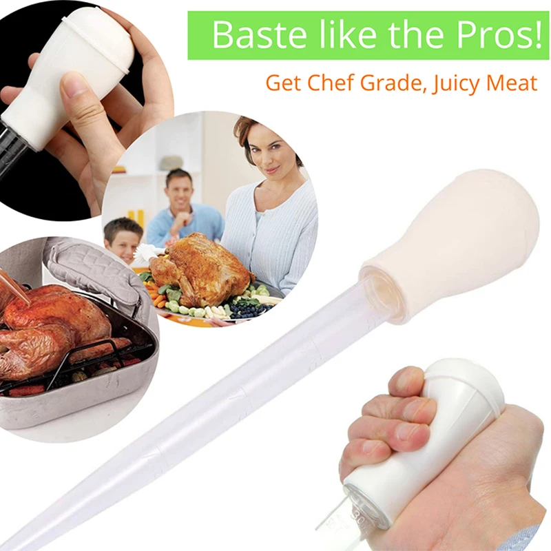 

30ML Barbecue Tool Sauce Oil Dropper Pump Pipe Portable Cooking Pipette With Cleaning Brush Silicone Head BBQ Supplies