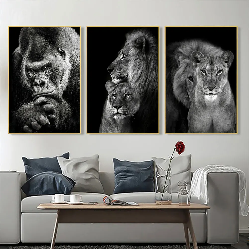 Gorilla Lions With Cub Canvas Painting Animals Art Posters And Prints Modern Dark Style Pictures For Living Room Home Decoration
Gorilla Lions With Cub Canvas Painting Animals Art Posters And Prints Modern Dark Style Pictures For Living Room Home Decoration