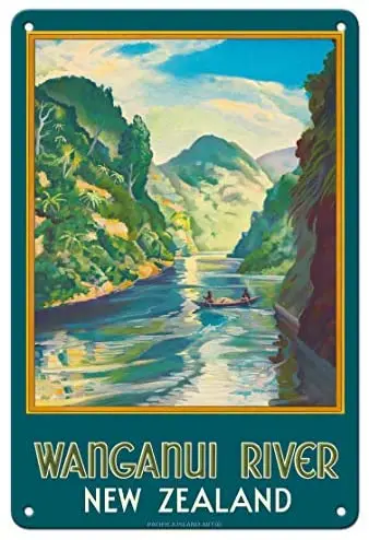 Wanganui River New Zealand - Gorge Boat Paddling by John Holmwood c.1930 Metal Tin Sign
Wanganui River New Zealand - Gorge Boat Paddling by John Holmwood c.1930 Metal Tin Sign