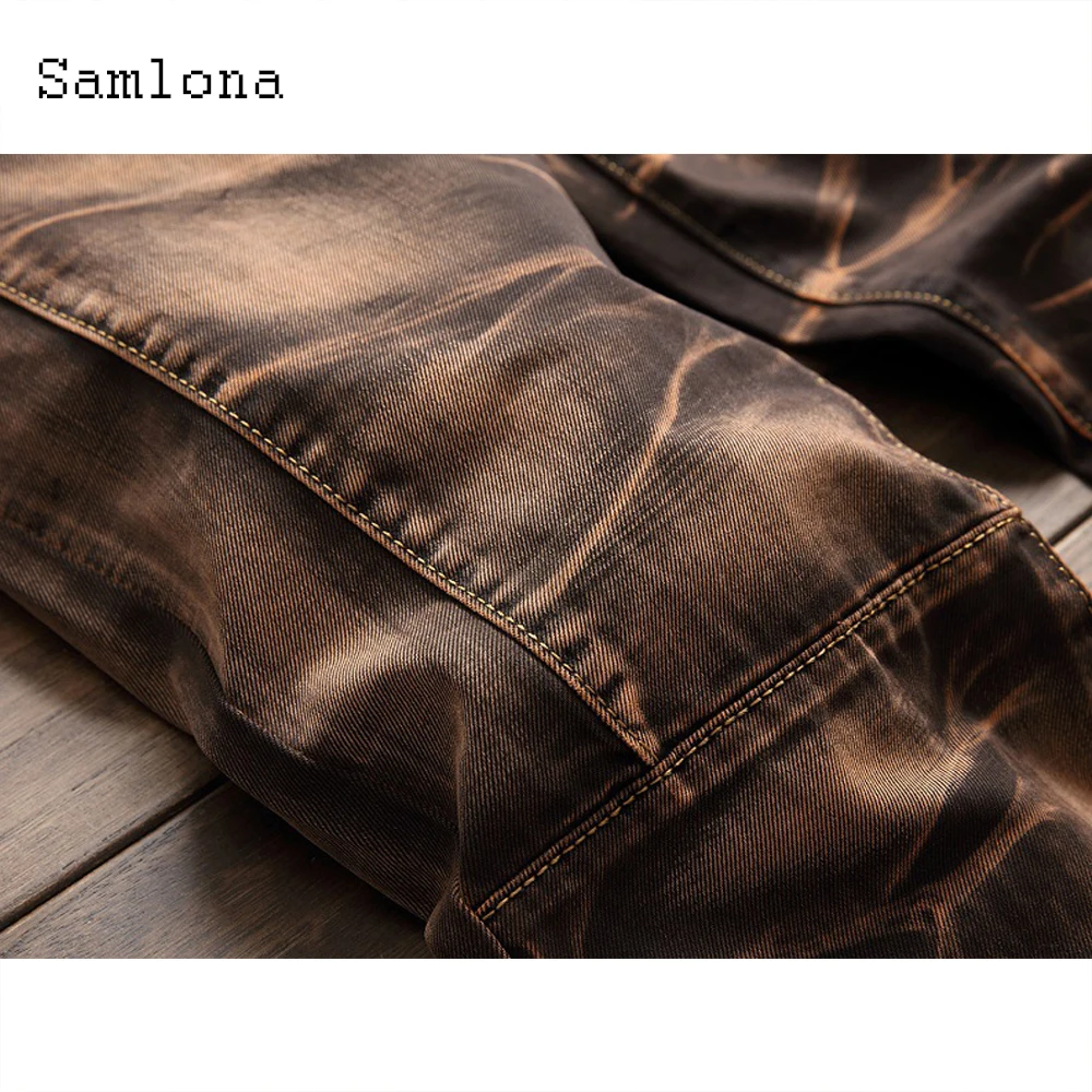 Samlona Men Jeans Denim Pants 2021 Spring Autumn Slimming Bottoms Pant Male Patchwork Denim Jeans Pencil Trousers Mens clothing
Samlona Men Jeans Denim Pants 2021 Spring Autumn Slimming Bottoms Pant Male Patchwork Denim Jeans Pencil Trousers Mens clothing