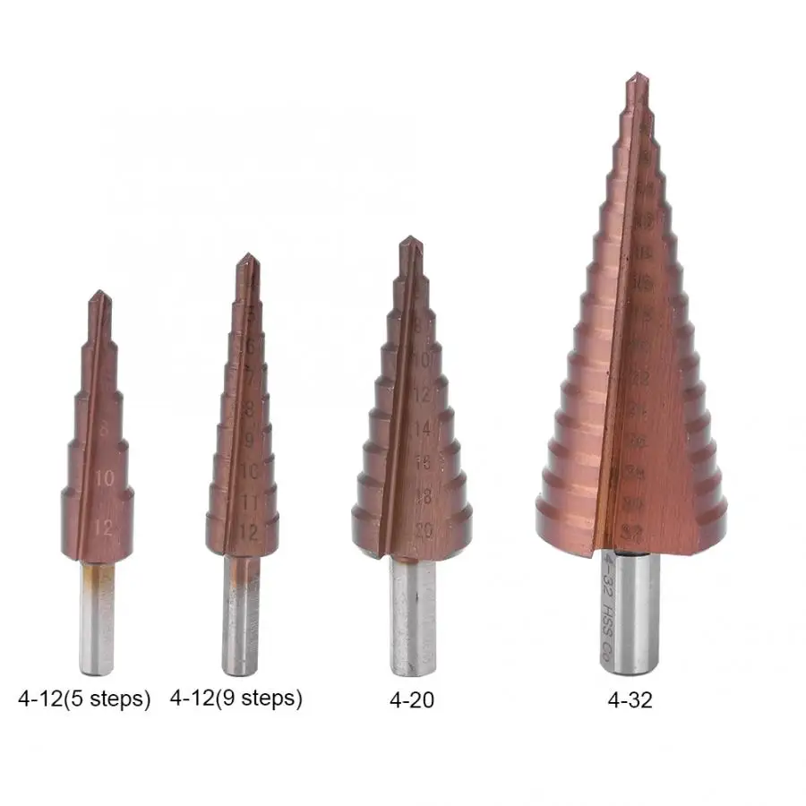Ступенчатое сверло с кобальтовым покрытием M35, коническое сверло из быстрорежущей стали для металла, дерева, 4-12, 4-20, 4-32 мм, треугольный хвост... 
Ступенчатое сверло с кобальтовым покрытием M35, коническое сверло из быстрорежущей стали для металла, дерева, 4-12, 4-20, 4-32 мм, треугольный хвост...