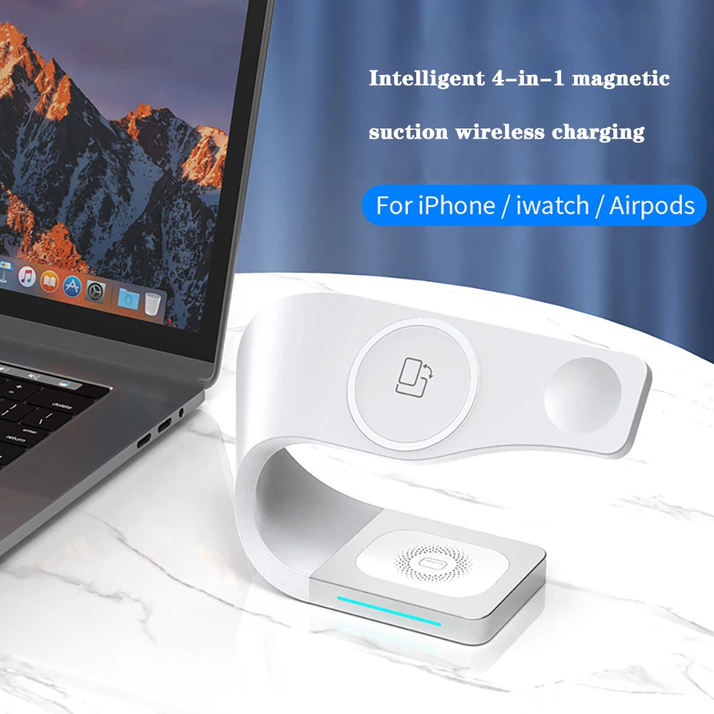 Магнитная Беспроводная зарядная подставка 4 в 1 док-станция Magsafe для Iphone 13 12 Pro Apple