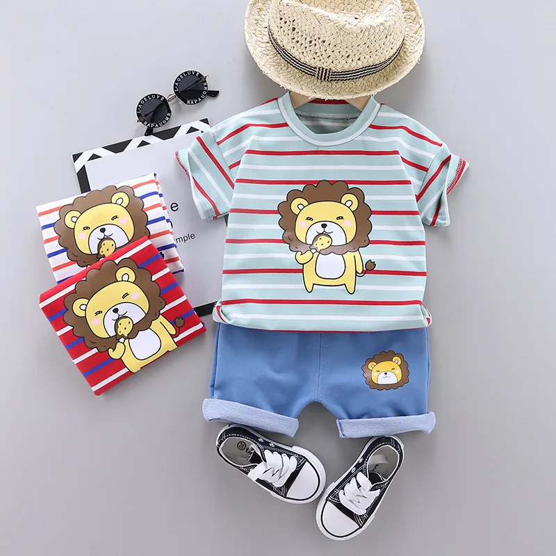 Summer Children Out Clothes Baby Boy Cartoon Striped Lion Short Sleeve T Shirt+Denim Shorts 2Pcs/Set Infant Outfit Toddler
Summer Children Out Clothes Baby Boy Cartoon Striped Lion Short Sleeve T Shirt+Denim Shorts 2Pcs/Set Infant Outfit Toddler