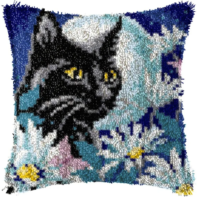 Latch Hook Kits For DIY Throw Pillow Cover,Black Cat Needlework Cushion Cover Hand Craft Crochet For Great Family
Latch Hook Kits For DIY Throw Pillow Cover,Black Cat Needlework Cushion Cover Hand Craft Crochet For Great Family