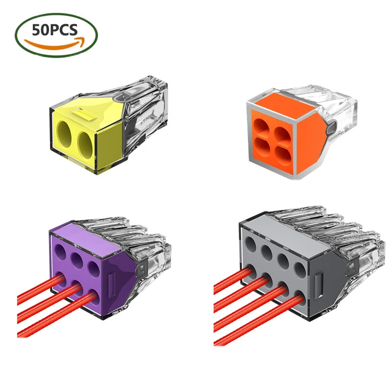 50PCS Push-in Wire Connector 2 / 4 / 6 / 8 Port Replacement for Junction Boxes Wire Wall-Nut Assortment Pack Terminal Block
50PCS Push-in Wire Connector 2 / 4 / 6 / 8 Port Replacement for Junction Boxes Wire Wall-Nut Assortment Pack Terminal Block