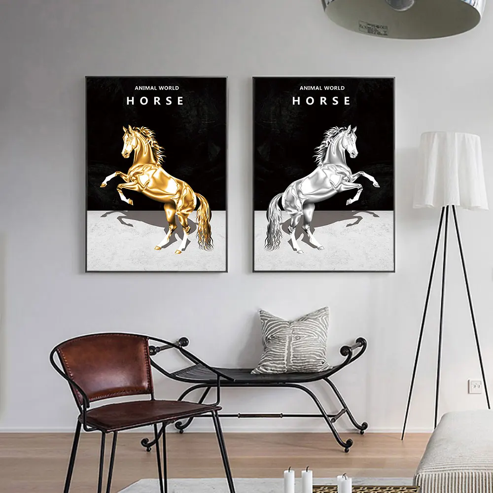 Nordic Modern Poster Golden and Silver Leaping Horse Canvas Painting Animals Art Print Wall Picture For Living Room Home Decor
Nordic Modern Poster Golden and Silver Leaping Horse Canvas Painting Animals Art Print Wall Picture For Living Room Home Decor