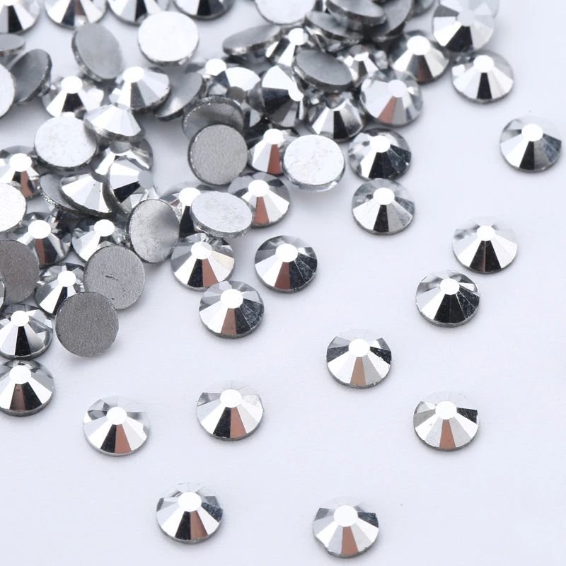 

SS3-SS30 Mine Silver Rhinestones For Nails 3d Flatback Glass Strass Non Hotfix Crystal Charm Nail Art Glitter Decorations