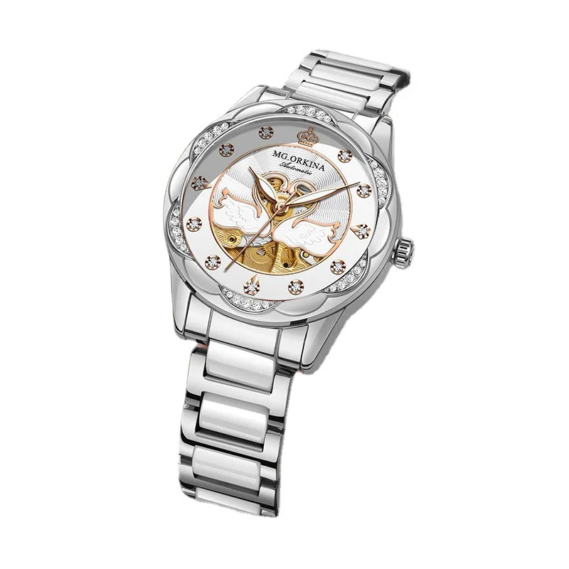 Female fashion table little green ceramic steel belt automatic mechanical watch waterproof luminous swan watch. Lady
Female fashion table little green ceramic steel belt automatic mechanical watch waterproof luminous swan watch. Lady