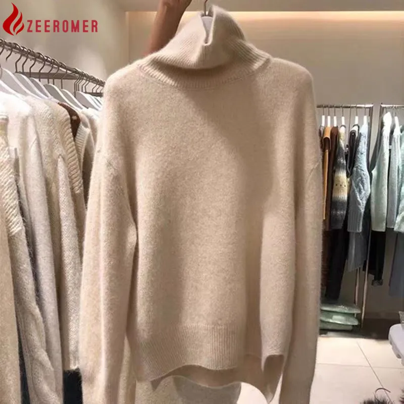2023 Autumn Winter Elegant Knit Pullovers Women Turtleneck Long Sleeve Warm Sweater Korean Loose Soft Mink Cashmere Jumper Tops
2023 Autumn Winter Elegant Knit Pullovers Women Turtleneck Long Sleeve Warm Sweater Korean Loose Soft Mink Cashmere Jumper Tops