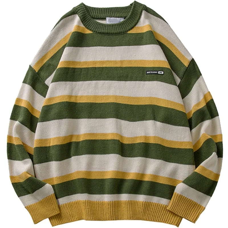 Осень-зима 2021 полосатый свитер мужской корейский стиль Свободный пуловер Harajuku уличная одежда Повседневный трикотажный топ с длинным рукав...
Осень-зима 2021 полосатый свитер мужской корейский стиль Свободный пуловер Harajuku уличная одежда Повседневный трикотажный топ с длинным рукав...