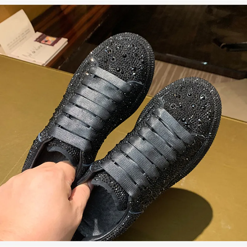 Women Sneakers Crystal Flat Platform Thick Bottom Shallow Lace-Up Women Shoes Customized Wild Solid Color Cool Chaussure Femme
Women Sneakers Crystal Flat Platform Thick Bottom Shallow Lace-Up Women Shoes Customized Wild Solid Color Cool Chaussure Femme