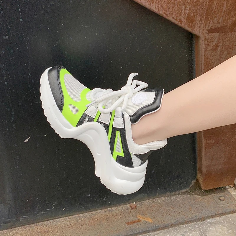 Sponge cake thick-soled daddy shoes female spring summer autumn lace-up mesh color mesh breathable sports casual shoes Z602
Sponge cake thick-soled daddy shoes female spring summer autumn lace-up mesh color mesh breathable sports casual shoes Z602