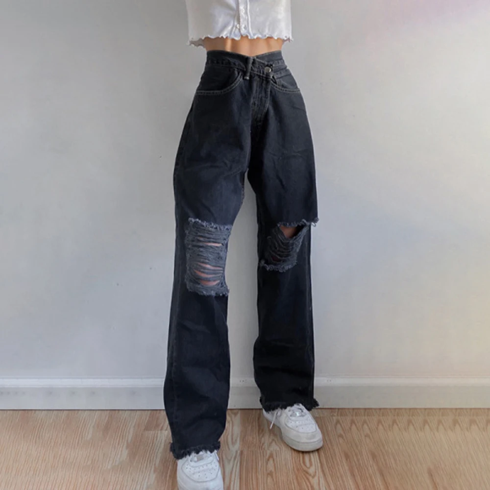 Jeans Women Fashion Loose High Waist Hole Denim Long Pants Woman Autumn Winter Boyfriends Wide Leg Jeans 2021
Jeans Women Fashion Loose High Waist Hole Denim Long Pants Woman Autumn Winter Boyfriends Wide Leg Jeans 2021