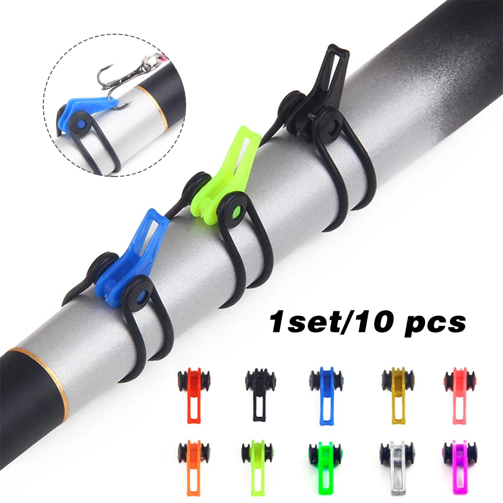 10Pcs/Set Multicolor Plastic Fishing Hook Keeper Rod Pole Lures Bait Safety Holder Tackle Accessories | Спорт и развлечения
