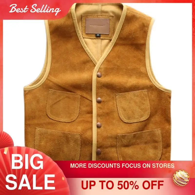 2021 Yellow American Casual Style Genuine Leather Vest Men Single Breasted Large Size 4XL Real Natural Cowhide Spring Coat
2021 Yellow American Casual Style Genuine Leather Vest Men Single Breasted Large Size 4XL Real Natural Cowhide Spring Coat
