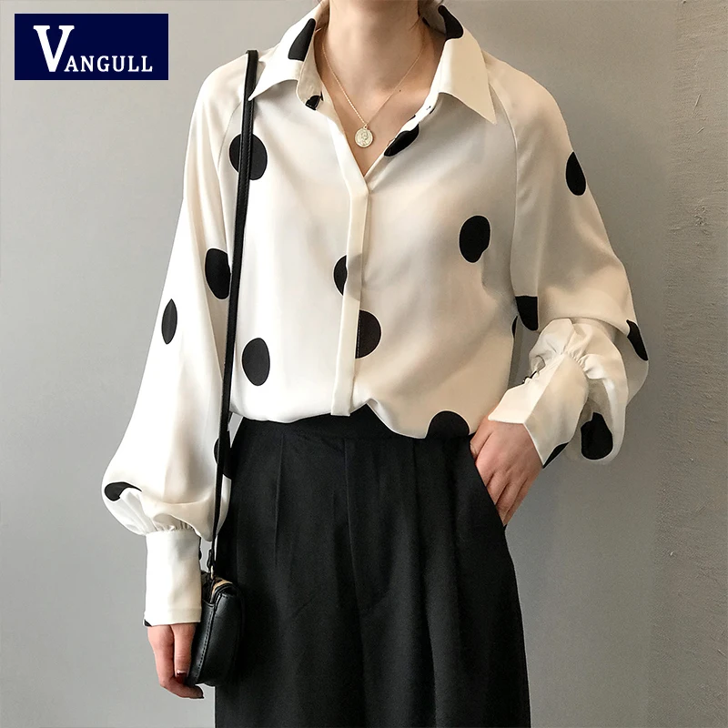 Vangull Polka Dot Print Blouses Women 2020 Spring New White Black Lantern Sleeve Turn-down collar Chiffon Casual Feminine shirt
Vangull Polka Dot Print Blouses Women 2020 Spring New White Black Lantern Sleeve Turn-down collar Chiffon Casual Feminine shirt