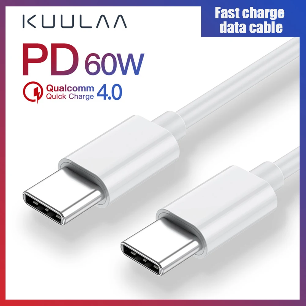 KUULAA USB Быстрый зарядный кабель для передачи данных Быстрая зарядка 60 Вт белый тип