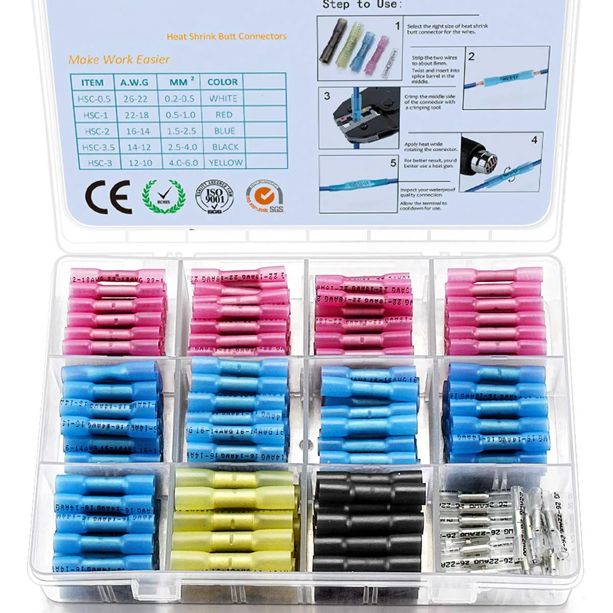 Heat Shrink Butt Connectors Crimp Electrical Wire Connector Waterproof Insulated Butt Splice Terminal for Automotive Marine
Heat Shrink Butt Connectors Crimp Electrical Wire Connector Waterproof Insulated Butt Splice Terminal for Automotive Marine