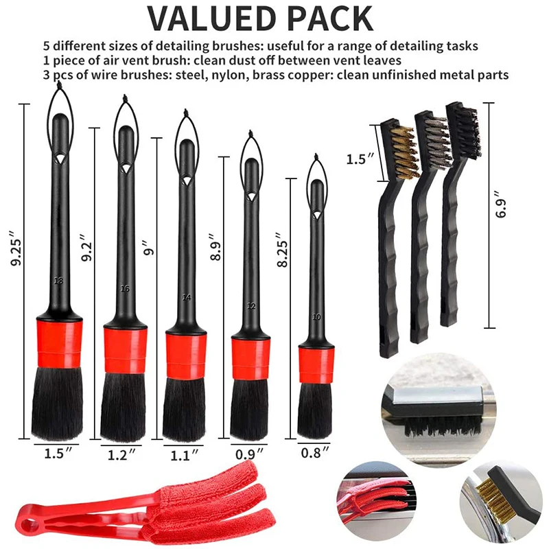 9PCS Car Detailing Brush for Washing Car Interior Cleaning Wheel spaceRims Dashboard Air Vent Trim Detailing Tool
9PCS Car Detailing Brush for Washing Car Interior Cleaning Wheel spaceRims Dashboard Air Vent Trim Detailing Tool