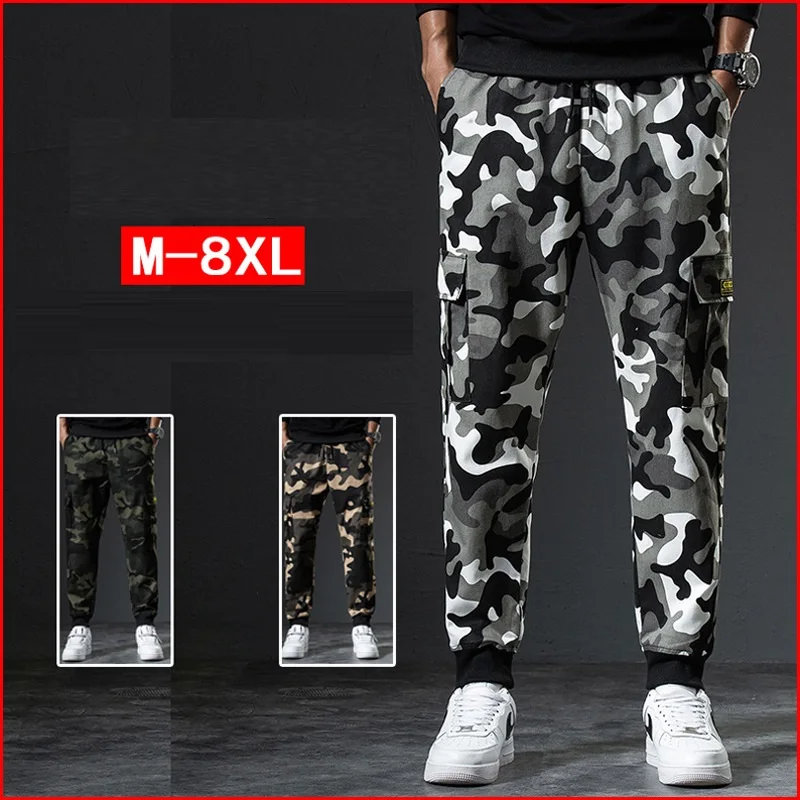 

New Camouflage Casual Pants Small Feet Overalls Men's Nine-point Personality Plus Fat To Increase Casual Loose Sweatpants 8XL