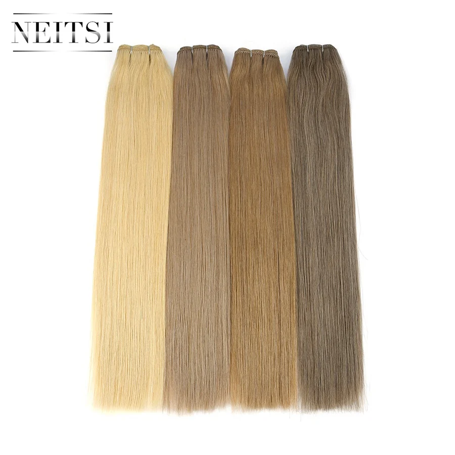 

Neitsi Double Drawn Remy Human Hair Weft Extensions 20" 24" 100g/pc Black Blonde Real Hair Straight Bundles Fast Delivery