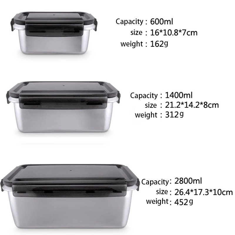 3PCS Stainless Steel Square Fresh-Keeping Box Set Square Sealed Box Fresh-Keeping Lunch Box with Lid
3PCS Stainless Steel Square Fresh-Keeping Box Set Square Sealed Box Fresh-Keeping Lunch Box with Lid
