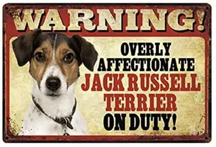 Metal Tin Sign Vintage Chic Art Decoration Warning Overly Affectionate Jack Russell Terrier Dog on Duty for Home Bar Cafe Farm
Metal Tin Sign Vintage Chic Art Decoration Warning Overly Affectionate Jack Russell Terrier Dog on Duty for Home Bar Cafe Farm