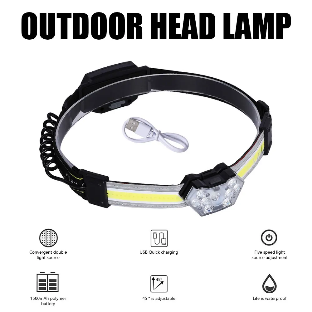 COB LED Headlamp Waterproof USB Rechargeable Head Light Portable Headlight Torch For Outdoor Night Fishing Hiking Lighting
COB LED Headlamp Waterproof USB Rechargeable Head Light Portable Headlight Torch For Outdoor Night Fishing Hiking Lighting