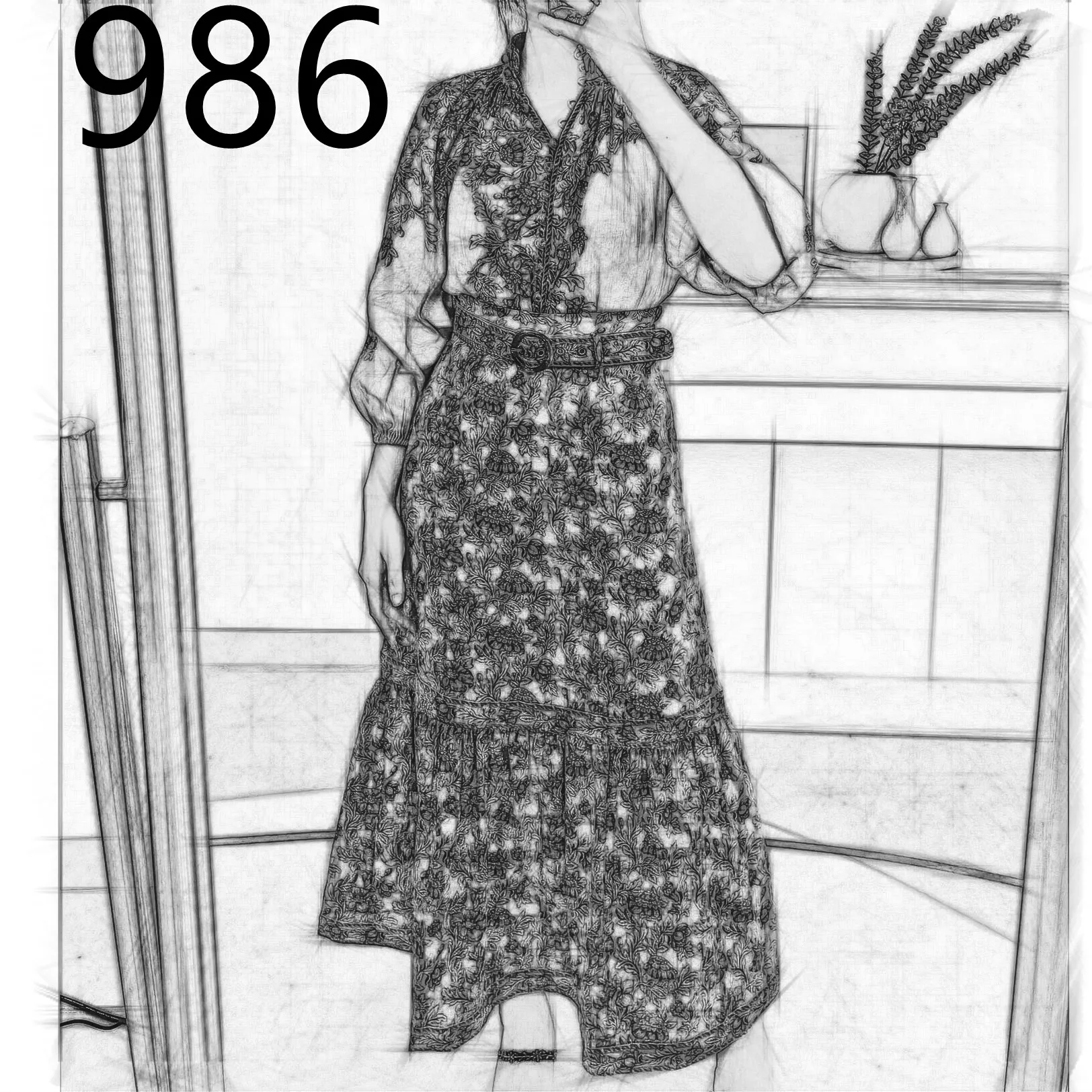 Women linen blouse and skirt model no. 986 
Women linen blouse and skirt model no. 986