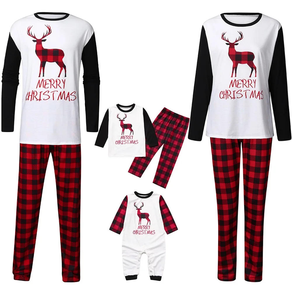 Christmas Clothing Sets Family Matching Pajamas Outfits Deer Letter Print Tops+Plaid Pants Sleepwear Suits Newborn Baby Romper 
Christmas Clothing Sets Family Matching Pajamas Outfits Deer Letter Print Tops+Plaid Pants Sleepwear Suits Newborn Baby Romper