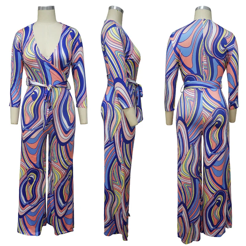 Donsignet Fashion Women's Jumpsuit New Summer Casual V-neck Pullover Striped Irregular Bandage Wide-leg Jumpsuit Women 
Donsignet Fashion Women's Jumpsuit New Summer Casual V-neck Pullover Striped Irregular Bandage Wide-leg Jumpsuit Women