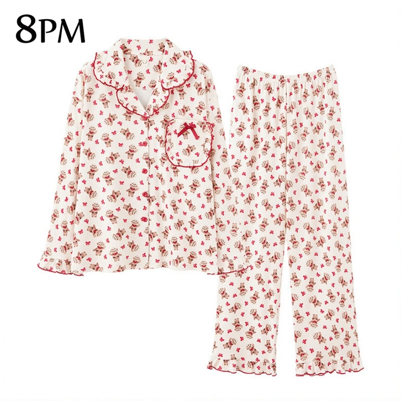 Cotton Pajamas Set Long Sleeved Pants Sets Home Wear Simple Lovely Style Nightwear Sleep Lounge Pajamas ouc1184 ouc1184 
Cotton Pajamas Set Long Sleeved Pants Sets Home Wear Simple Lovely Style Nightwear Sleep Lounge Pajamas ouc1184 ouc1184