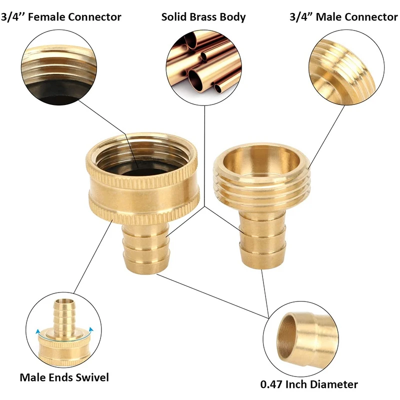 Garden Hose Repair Kit, Solid Brass Mender Female and Male Hose Connector with Clamps, Fit All 1/2-Inch Garden Hose
Garden Hose Repair Kit, Solid Brass Mender Female and Male Hose Connector with Clamps, Fit All 1/2-Inch Garden Hose