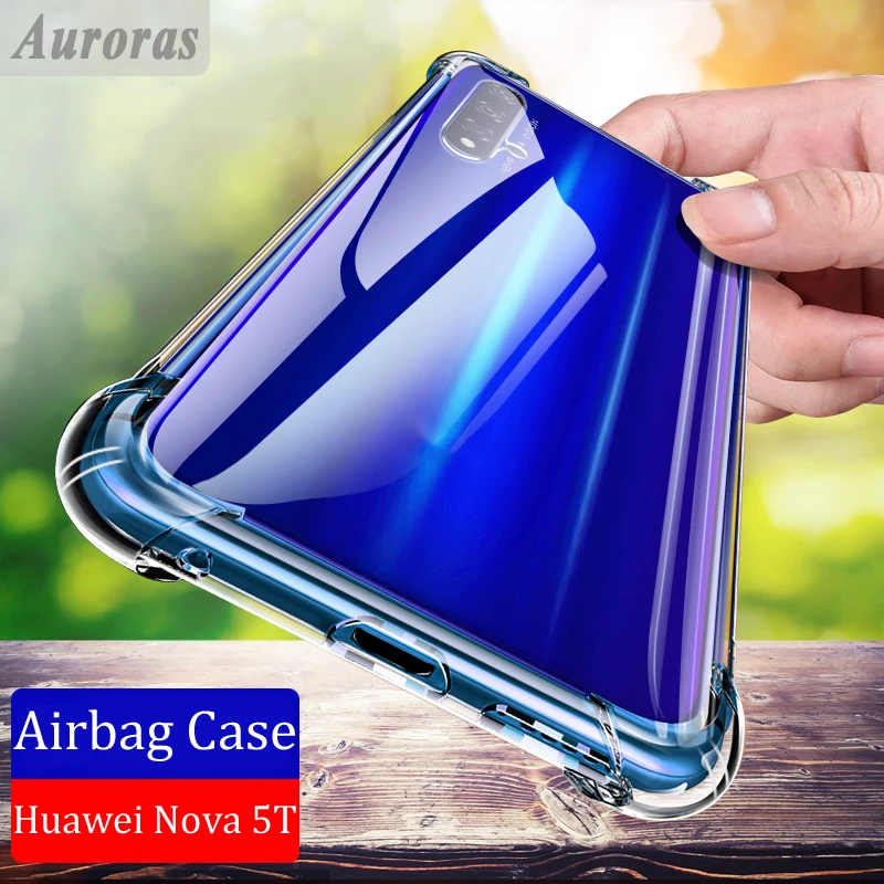 Фото Чехол Auroras для HUAWEI Nova 5T Роскошный прозрачный мягкий силиконовый чехол с четырьмя