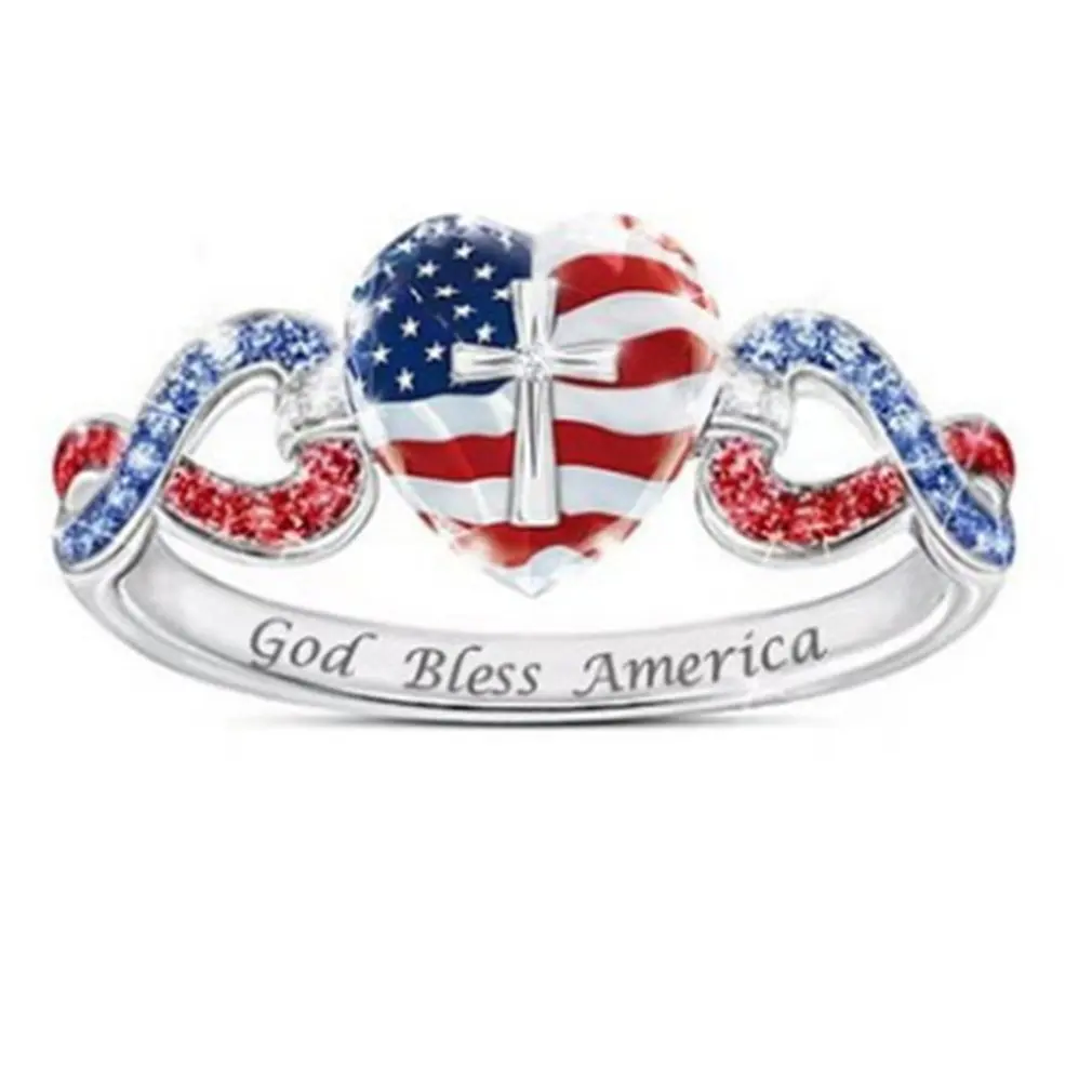 Gold Bless America Independence Day Cross Ring 4th Of July Patriotic Elements Ring Crystal Ring Jewelry Gift For Women Girls
Gold Bless America Independence Day Cross Ring 4th Of July Patriotic Elements Ring Crystal Ring Jewelry Gift For Women Girls