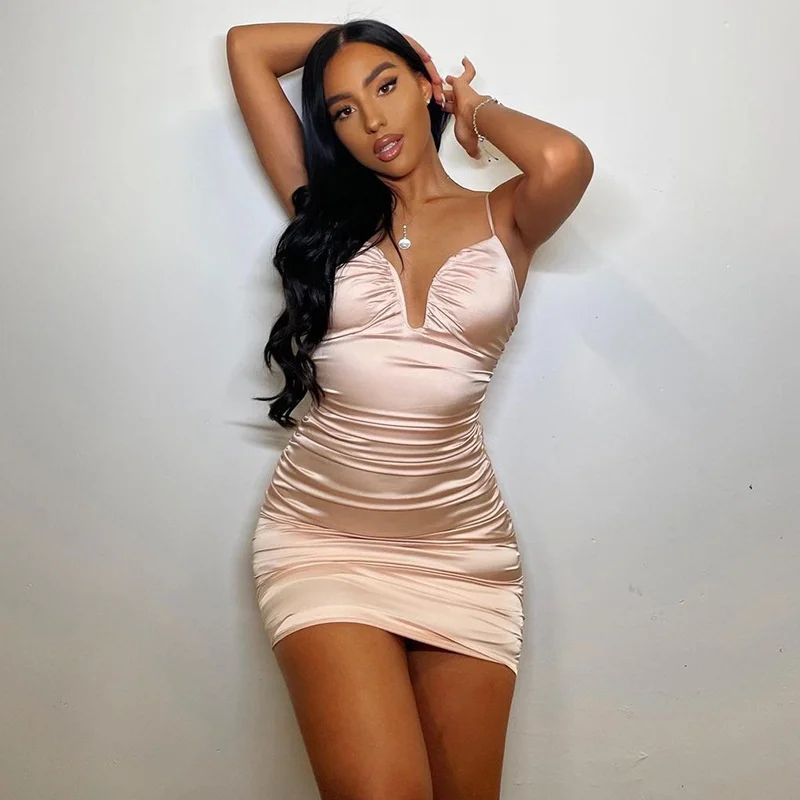 hirigin Spaghetti Strap Ruched Bodycon Mini Dress Elegant Party Club Satin Vestidos Women Deep V-neck Short Pencil Dress 2022
hirigin Spaghetti Strap Ruched Bodycon Mini Dress Elegant Party Club Satin Vestidos Women Deep V-neck Short Pencil Dress 2022