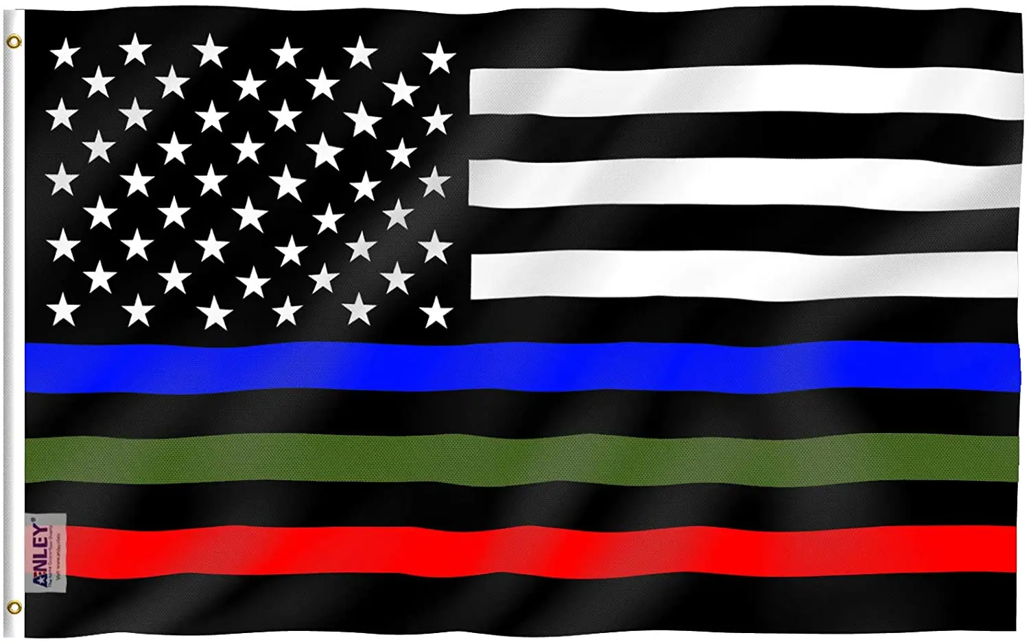 3x5 Foot Thin Blue Red and Green Line USA Flag - Honoring Police Officers Firefighter and Border Patrol Agents Polyester Flags
3x5 Foot Thin Blue Red and Green Line USA Flag - Honoring Police Officers Firefighter and Border Patrol Agents Polyester Flags